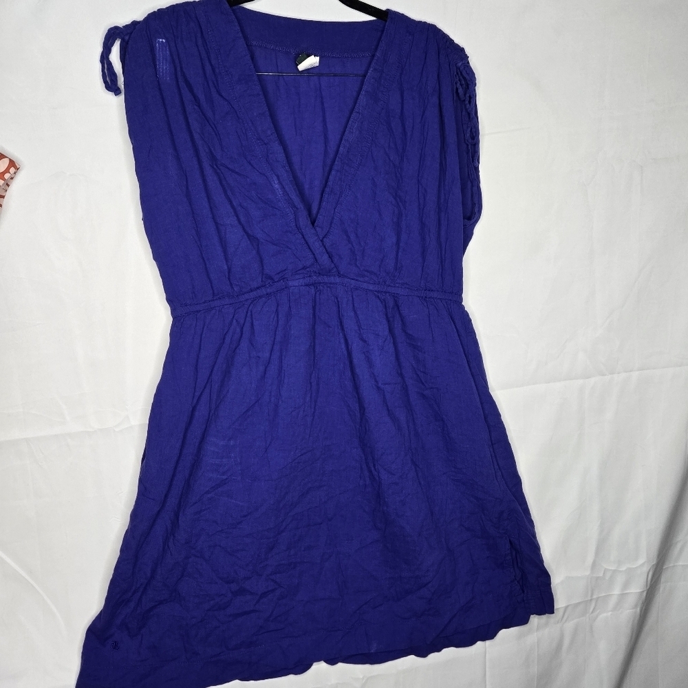 Lauren Ralph Lauren XL Swim Cover Beach Dress Bold Blue W Pockets Tie Shoulder